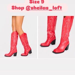 PrettyLittleThing Bold Red Heeled Boots